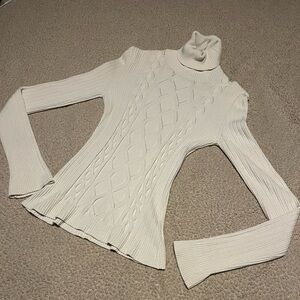 S - BeBe Cream colored Lightweight Knit Turtleneck Sweater